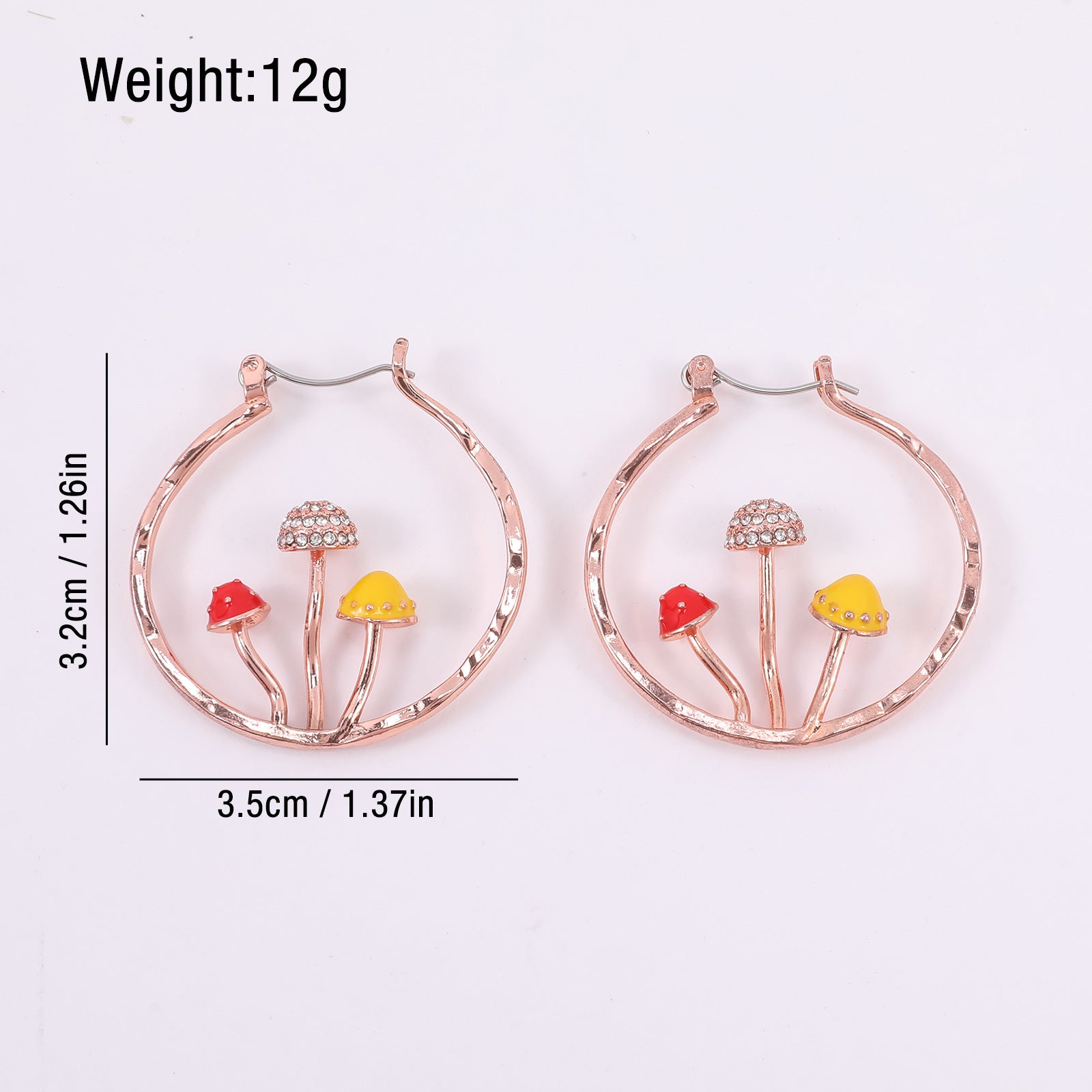 Wholesale Three-dimensional Mushroom Studded Diamond C-shaped Earrings